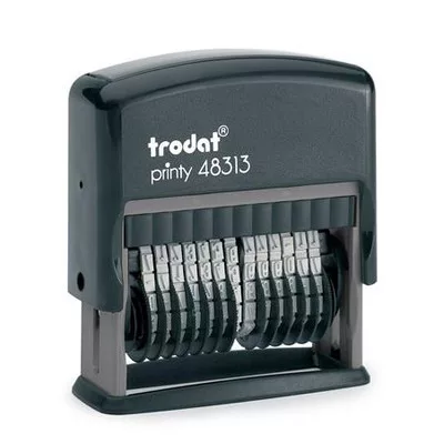 Számbélyegző, TRODAT, "Printy 48313", fekete ház, fekete párnával 1 db