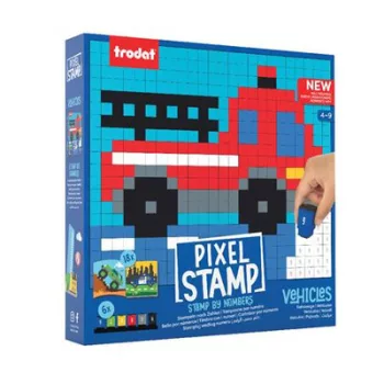   Kreatív foglalkoztató füzet, bélyegzős, TRODAT "Creativ Pixelstamp",  járművek 1 db
