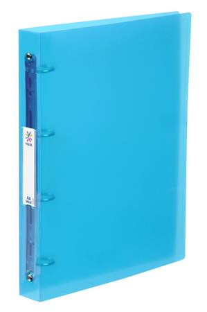 Gyűrűs könyv, 4 gyűrű, 40 mm, A4, maxi, PP, cserélhető címke, VIQUEL "Propyglass", kék