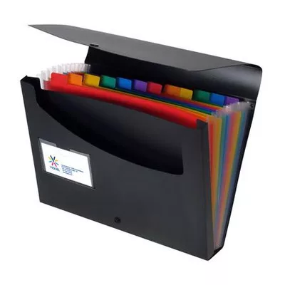 Harmonikamappa, PP, 12 rekeszes, VIQUEL "Rainbow Class", fekete 1 db