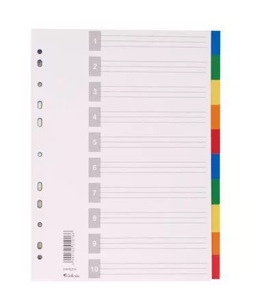 Regiszter, műanyag, A4, 10 részes, VICTORIA OFFICE, színes