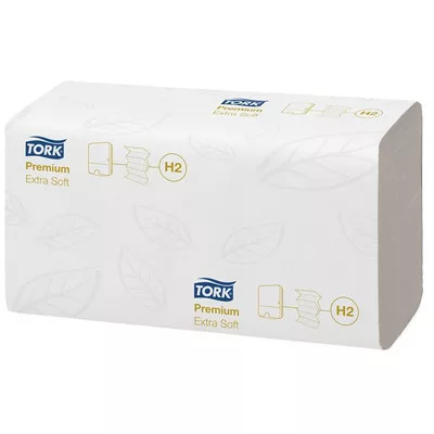 Kéztörlő, Interfold hajtás, H2 rendszer, 2 rétegű, 100 lap, Premium, TORK "Xpress Extra Soft Multifold", fehér