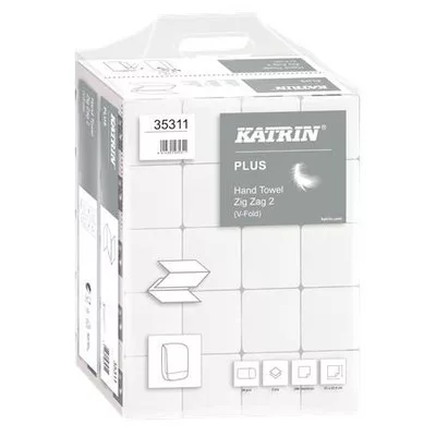 Kéztörlő, Z hajtogatott, 2 rétegű, 200 lap, KATRIN, hófehér 20 csom