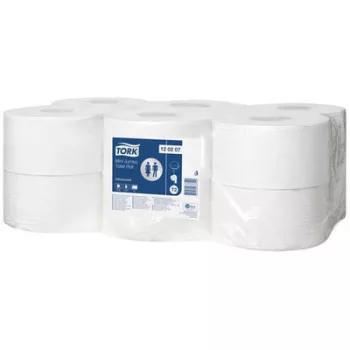   Toalettpapír, T2 rendszer, 2 rétegű, 19, 5 cm átmérő, Advanced, TORK "Mini Jumbo", fehér 12 tek
