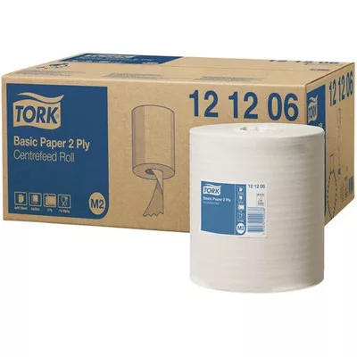 Kéztörlő, tekercses, belsőmag-adagolás, 2 rétegű, M2 rendszer, Universal, TORK, fehér 6 tek