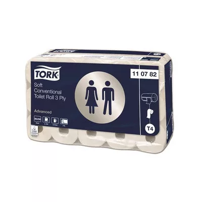 Toalettpapír, T4 rendszer, 3 rétegű, 12,5 cm átmérő, Advanced, TORK, fehér 30 tek