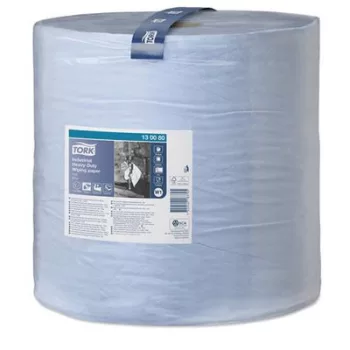   Törlőpapír, tekercses, 39 cm átmérő, W1 rendszer, 3 rétegű, TORK "Nagy teljesítményű", kék 1 tek
