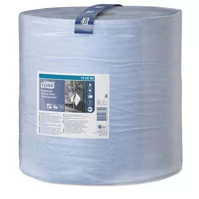 Törlőpapír, tekercses, 39 cm átmérő, W1 rendszer, 3 rétegű, TORK "Nagy teljesítményű", kék 1 tek