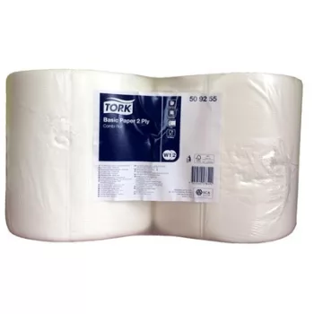   Törlőpapír, tekercses, 25 cm átmérő, 2 rétegű, W2 rendszer, TORK "Általános", fehér 2 tek