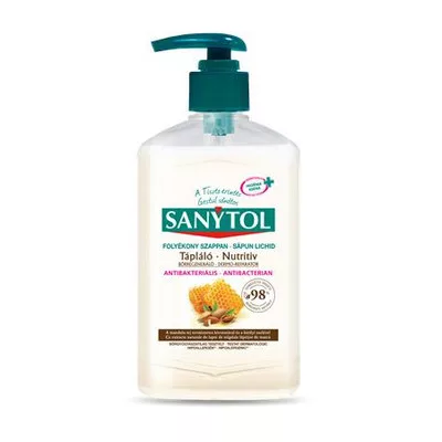 Antibakteriális folyékony szappan, 250 ml, SANYTOL "Tápláló", mandulatej 0,25 liter