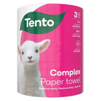   Háztartási papírtörlő, tekercses, 3 rétegű, 220 lap, TENTO "Complex", fehér 1 tek