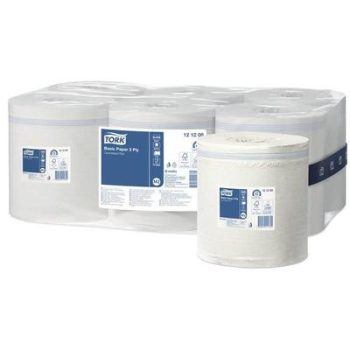   Kéztörlő, tekercses, belsőmag-adagolás, 2 rétegű, M2 rendszer, Universal, TORK, fehér (6 tekercs/csomag)