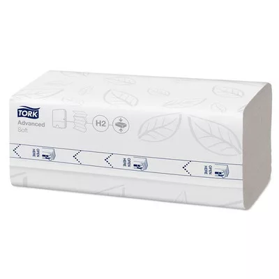 Kéztörlő, tömörített, Interfold, 2 réteg, 200 lap, H2 rendszer, Advanced, TORK "Xpress Soft Multifold", fehér 12 csom