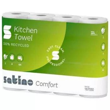   Háztartási papírtörlő, 2 rétegű, 4 tekercses, "Satino Comfort by Wepa", fehér