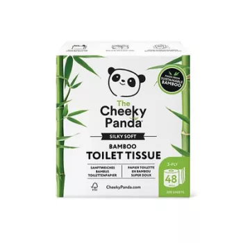   Toalettpapír, bambusz, 3 rétegű, kistekercses, 48 tekercs, CHEEKY PANDA, fehér 40 tek