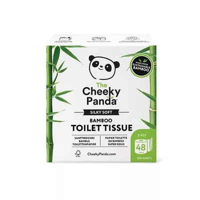 Toalettpapír, bambusz, 3 rétegű, kistekercses, 48 tekercs, CHEEKY PANDA, fehér 40 tek