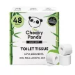 Toalettpapír, bambusz, 3 rétegű, kistekercses, 48 tekercs, CHEEKY PANDA, fehér 40 tek