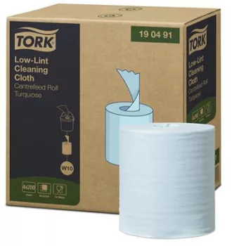   Tisztítókendő, szöszszegény, tekercses, 1 rétegű, 200 db, utántöltő hordozható vödörhöz, W10 rendszer, TORK, türkiz 4 csom