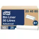 Hulladékgyűjtő zsák, 50 l, B1 rendszer, 25 db, TORK, átlátszó 250 db