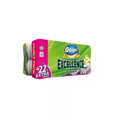 Toalettpapír, 3 rétegű, kistekercses, 16 tekercs, OOOPS "Excellence", kamilla