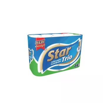   Toalettpapír, 3 rétegű, kistekercses, 24 tekercs, "Star Trio"