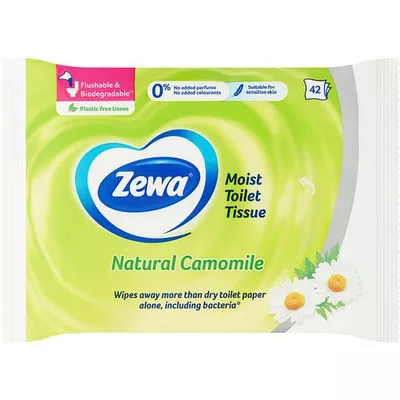 Toalettpapír, nedves, 42db, ZEWA, kamilla 42 db