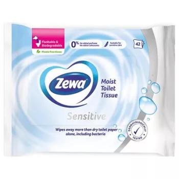 Toalettpapír, nedves, 42db, ZEWA, sensitive 42 db