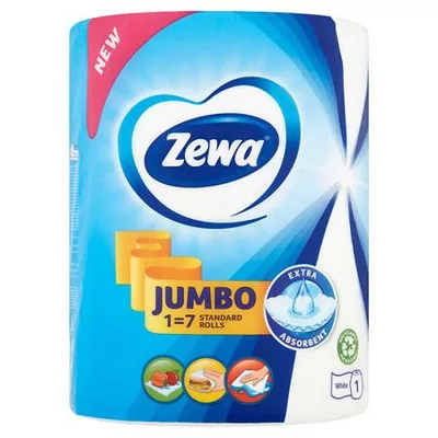 Kéztörlő, tekercses, 325 lap, ZEWA "Jumbo White" 1 tek