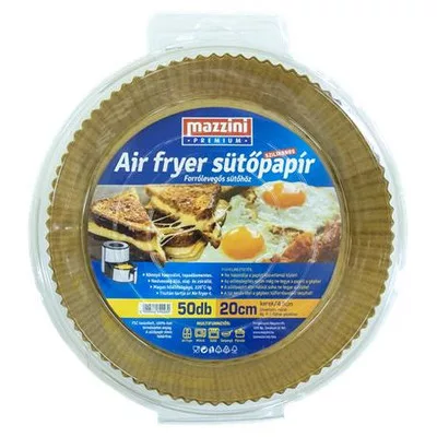 Sütőpapír, szilikonos, Air Fryer készülékhez, kerek, 20 cm, 50 db, MAZZINI "Premium"