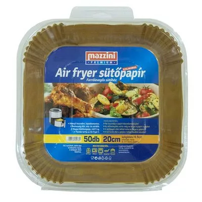 Sütőpapír, szilikonos, Air Fryer készülékhez, szögletes, 20 cm, 50 db, MAZZINI "Premium"