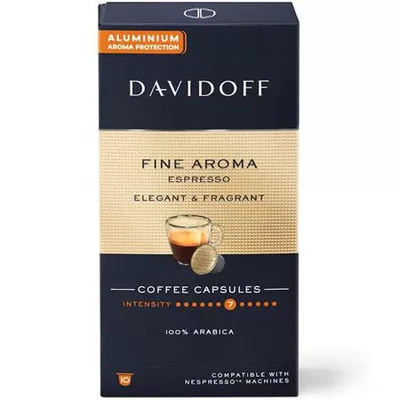 Kávékapszula, Nespresso® kompatibilis, 10 db, DAVIDOFF "Fine Aroma"