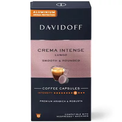 Kávékapszula, Nespresso® kompatibilis, 10 db, DAVIDOFF "Crema Intense Lungo"