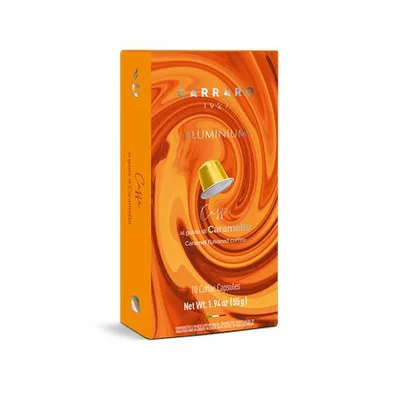 Kávékapszula, Nespresso® kompatibilis, 10 db, CARRARO, karamell