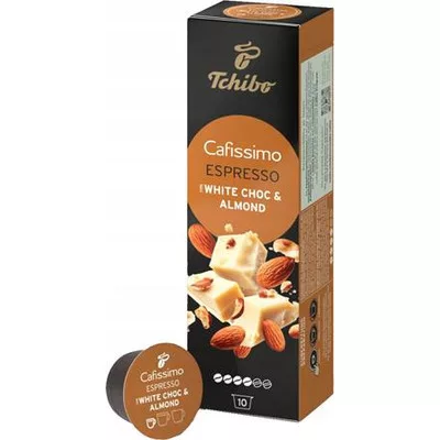 Kávékapszula, 10 db, TCHIBO "Cafissimo Espresso White Choc Almond"  FEHÉR CSOKI-MANDULA ► KIFUTÓ