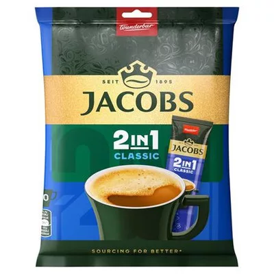 Instant kávé stick, 10x12,4 g, JACOBS "2in1" 0,124 kg