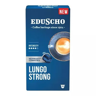 Kávékapszula, Nespresso® kompatibilis, 10 db, EDUSCHO "Lungo Strong"