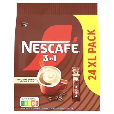 Instant kávé stick, 24x16,5 g, NESCAFÉ, 3in1, barna cukorral