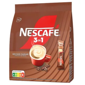   Instant kávé stick, 10x16,5 g, NESCAFÉ "3in1", barna cukorral 0,17 kg