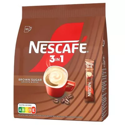 Instant kávé stick, 10x16,5 g, NESCAFÉ "3in1", barna cukorral 0,17 kg