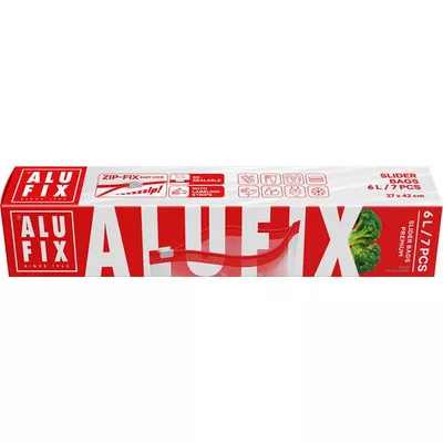 Cipzáras zacskó, 6 l, ALUFIX "Zipp Fix"