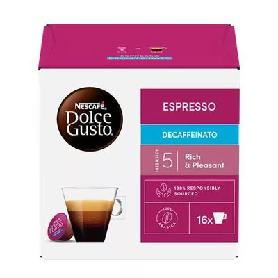 Kávékapszula, 16x6 g, NESCAFÉ DOLCE GUSTO "Espresso", koffeinmentes 16 db