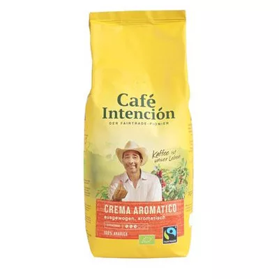 Kávé, pörkölt, BIO szemes, 1000 g, CAFÉ INTENCIÓN "Crema Aromatico" 1 kg