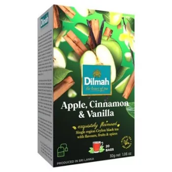 Fekete tea, 20x1,5g, DILMAH, alma-fahéj-vanília 0,03 kg