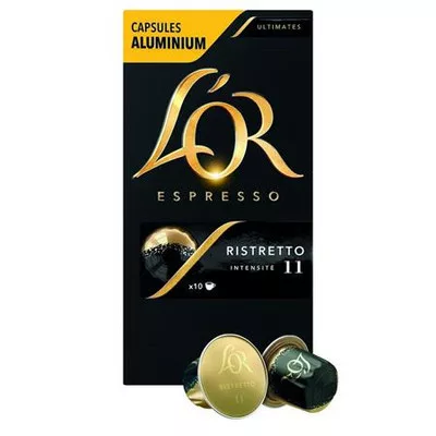 Kávékapszula, Nespresso® kompatibilis, 10 db, JACOBS DOUWE EGBERTS "L'OR Ristretto"
