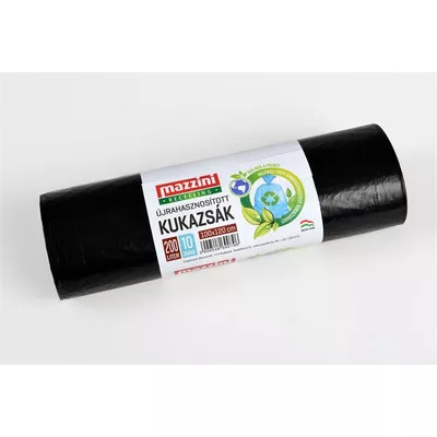 Nagykukazsák, újrahasznosított, 200 l, 10 db, 100x120 cm, 30 µ, MAZZINI, fekete