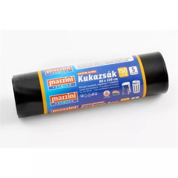   Nagykukazsák, extra erős, 150 l, 5 db, 80x120 cm, 40 µ, MAZZINI "Premium", fekete