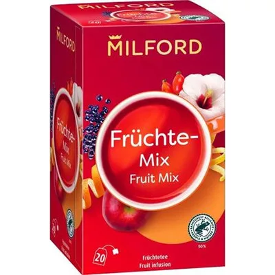 Gyümölcstea, 20x2,5 g, MILFORD "Fruitmix", vegyes gyümölcs 0,045 kg