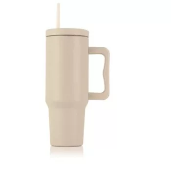 Termoszbögre, 1,2 l,  szívószállal, füllel, bézs 1 db