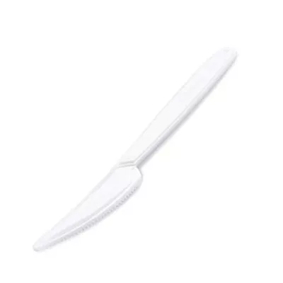Kés, műanyag, többször használatos, 18 cm, 50 db, fehér