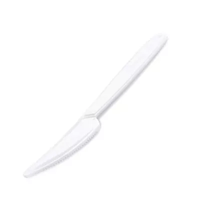 Kés, műanyag, többször használatos, 18 cm, 50 db "Premium", fehér